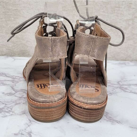 Sofft Nora Lace Up Sandal Metallic Taupe Suede Leather Women's Size 6 - Picture 4 of 12